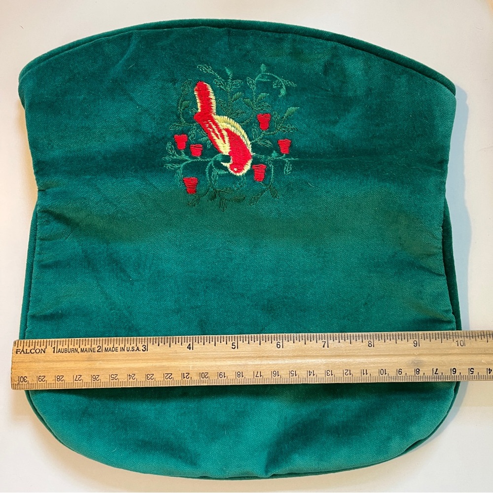 Vintage 1980s rare Jeannie Bouchever Embroidered Green Clutch - Picture 4 of 5